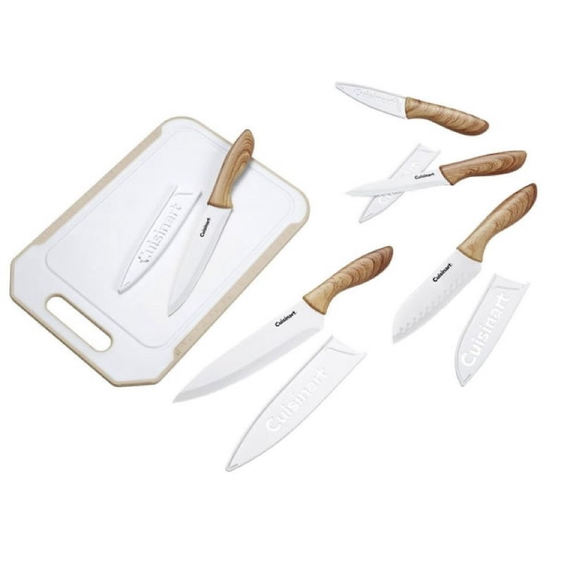 cuisinart 11-piece ceramic coated knife set with cutting board, assorted colors