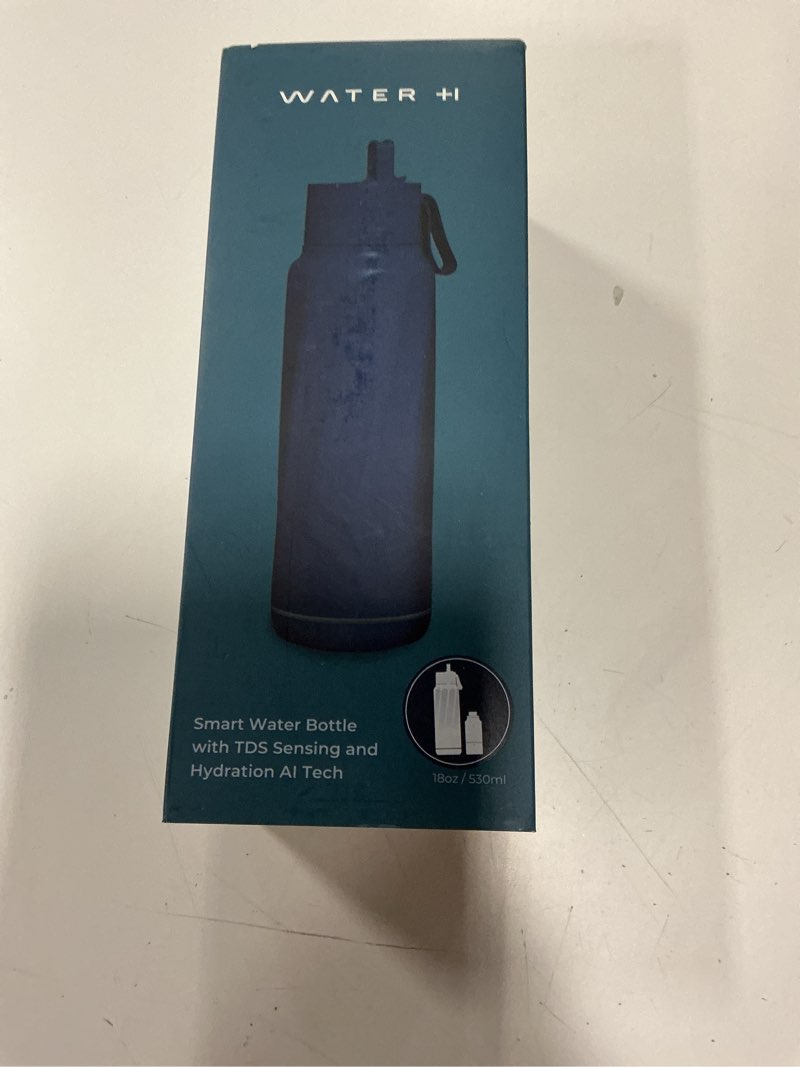 Condition photo showing New/Like New for WATERH Vita Smart Water Bottle with Reminder to Drink Water, BPA-Free Vacuum Insulated Water Bottles with Filter & Straw, Bluetooth Intake Water Tracking Bottle, Ideal for Gift (18 oz) Bottle+Filter Magnetite Blue
