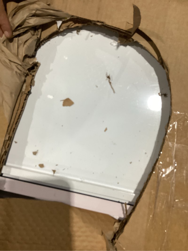 Condition photo showing As Is for pinzon full length rectangular large wall mount floor mirror with frame for hanging and standing, white, 64.96" l x 23.62" w