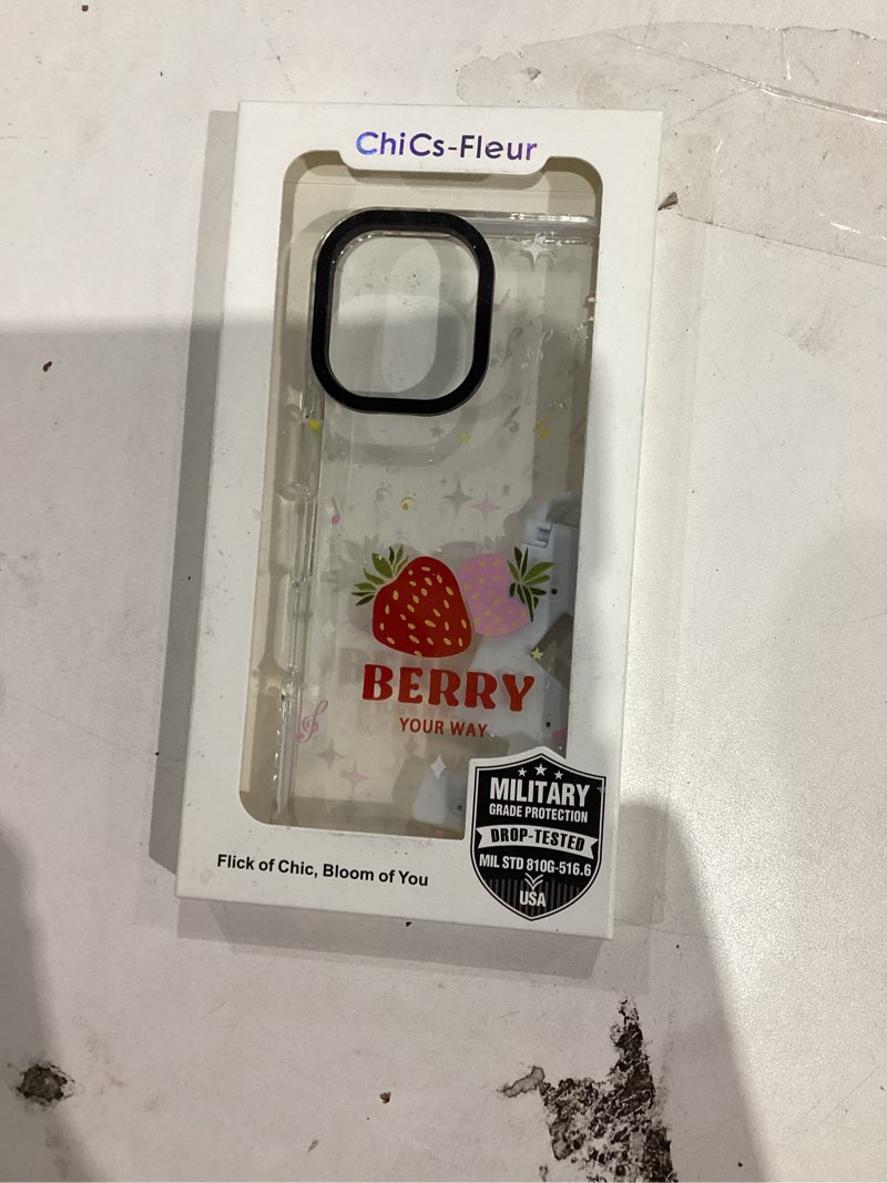 Condition photo showing New/Like New for ChiCsFleur for iPhone 12 Pro Max Case, TPU Phone case with Camera Protection for Women Girls Teens - Berry Your Way Red Pink Strawberry Music Artsy Star Sparkle Clear Gift Sorority Aesthetic Unique Berrybeat iPhone 12 Pro Max