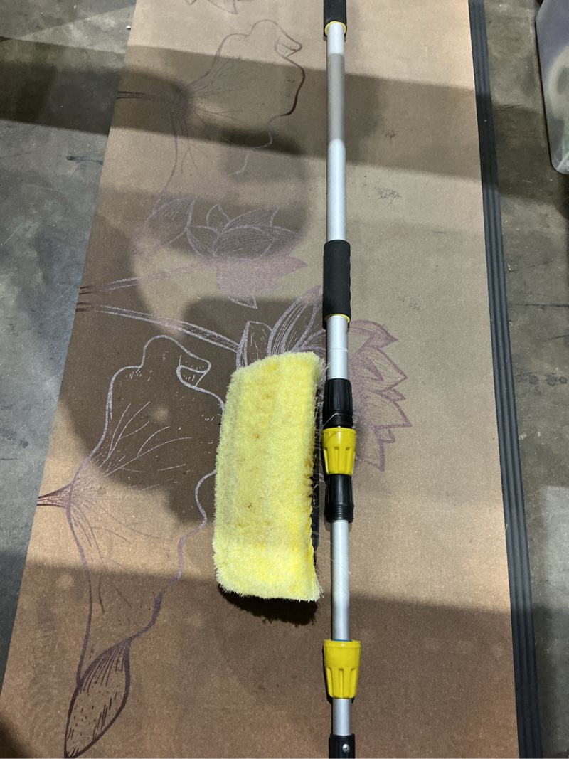 Condition photo showing As Is for water fed brush, solar panel cleaning brush and pole free positioning height, water fed pole brush rinse bar for high altitude car window glass truck window wall and solar panels. 2.48m