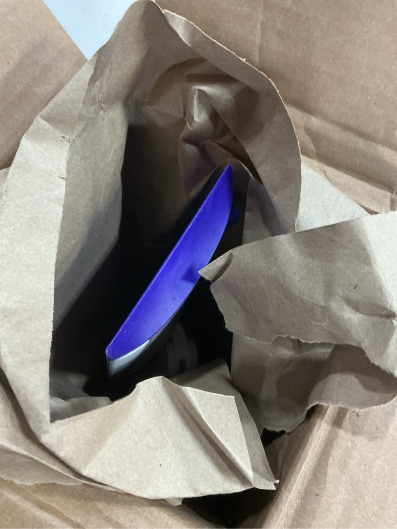 Condition photo showing As Is for swiffer powermop multi-surface mop kit for floor cleaning, includes powermop, 2 mopping pad refills, 1 cleaning solution with fresh scent and 2 batteries purple and white