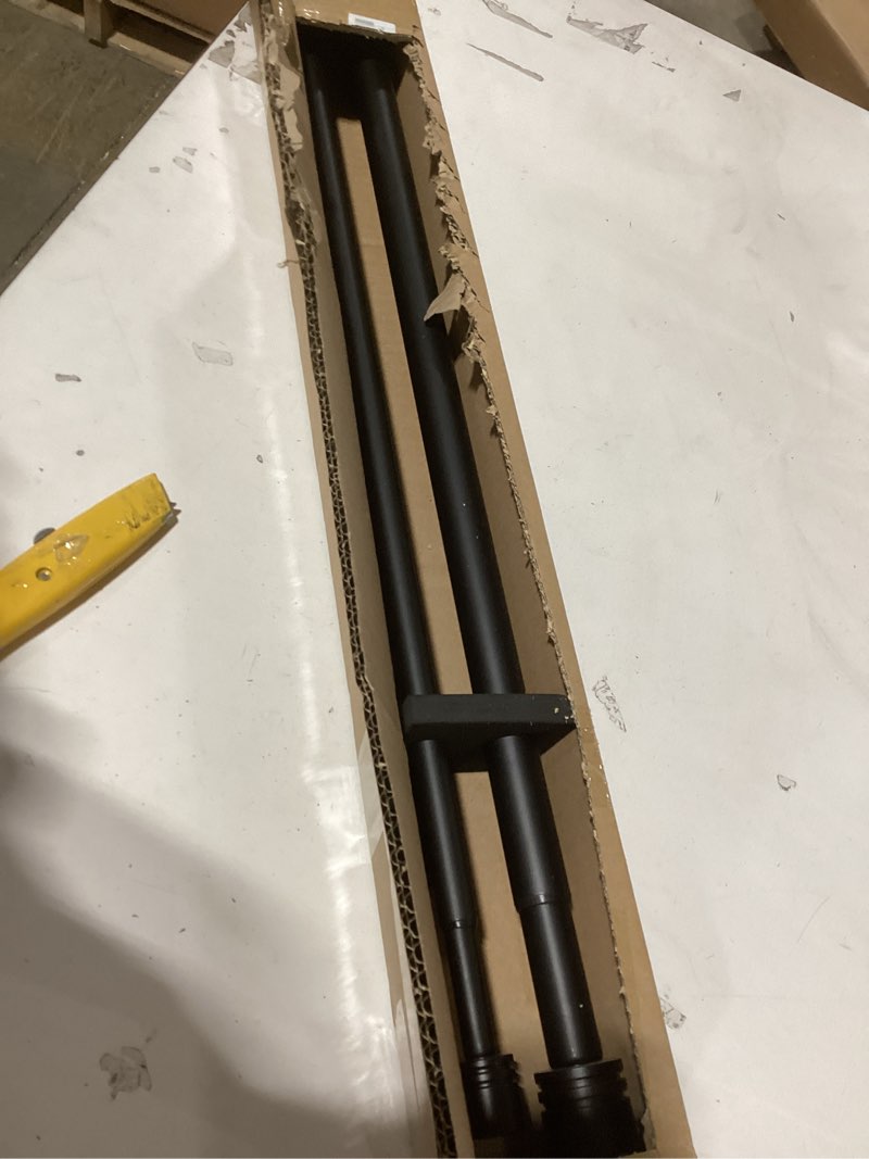 Condition photo showing New/Like New for Double Curtain Rods 72-144 Inches for Windows, 1 Inch Diameter Adjustable Heavy Duty Drapery Rod with Aluminum Alloy Brackets and Finials, Modern Stylish Dual Curtains Rod, Matte Black Matte Black 72"-144"