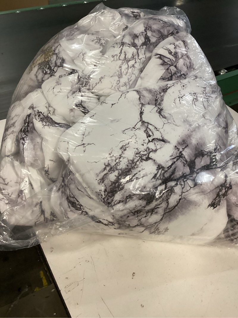 Condition photo showing Good Condition for nanko comforter set queen size, white black marble print 88 x 90 inch reversible down alternative comforter microfiber duvet sets (1 comforter + 2 pillow) modern bedding for women men,gray grey queen marble comforter set