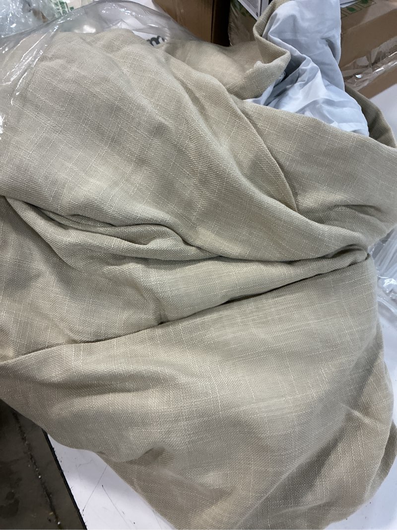 Condition photo showing Good Condition for pinch pleated semi sheer linen curtains light filtering drapes, 40x96 | living room, pinch pleat, linen blend, with hook rings, non see through, memory shape, farmhouse, grey beige, 2 panels grey beige 40"w x 96"l (pack of 2)