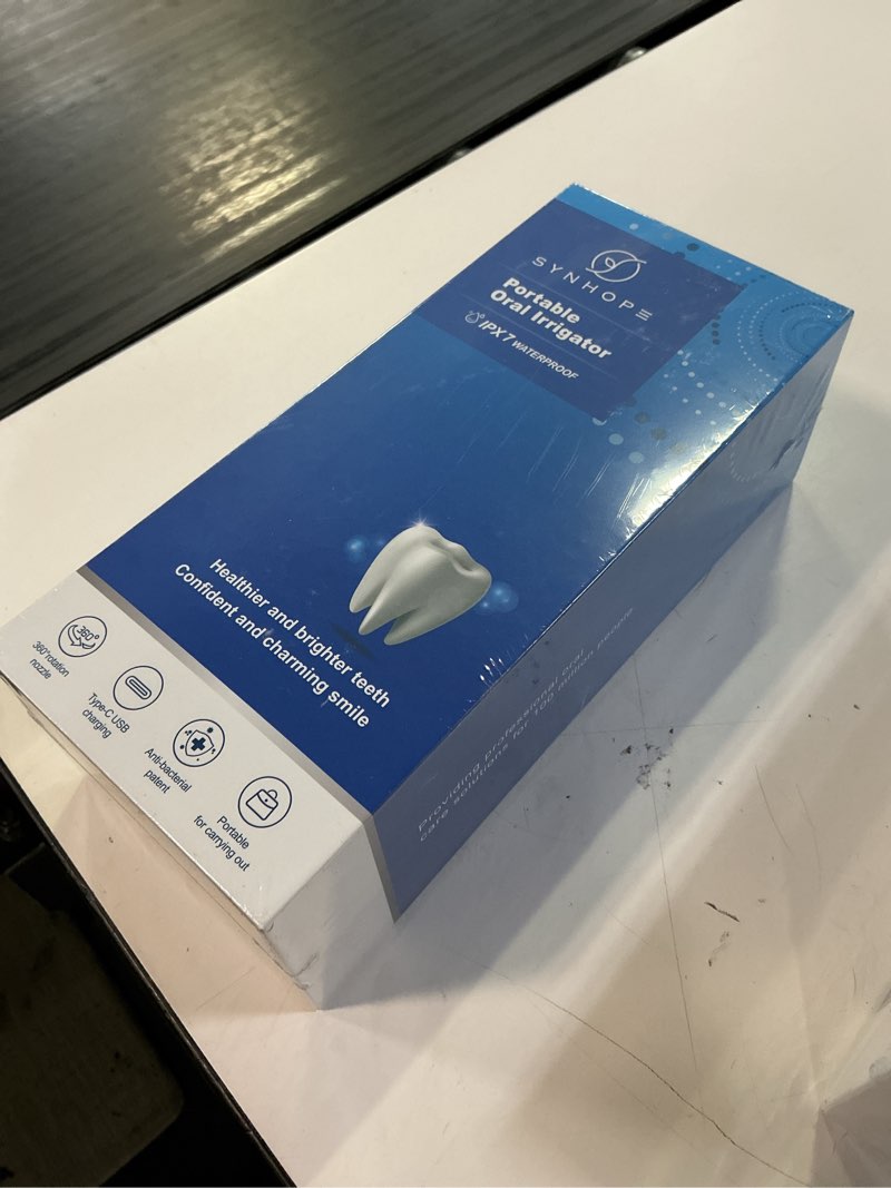 Condition photo showing New/Like New for water flosser [dental cordless portable] 6 modes & ipx7 waterproof rechargeable oral irrigator water teeth cleaner floss pick, home use waterflossers for braces bridges/gum care (white)