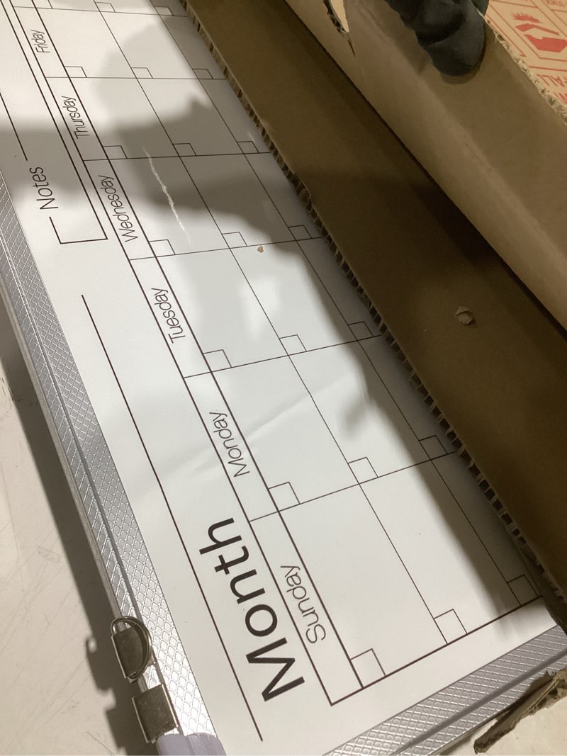 Condition photo showing Good Condition for lincia 36" x 24" magnetic vertical 3 month dry erase calendar for wall undated horizontal dry erase wall calendar planner aluminum frame whiteboard for home office projects wall fridge 36" x 24" vertical 3 month