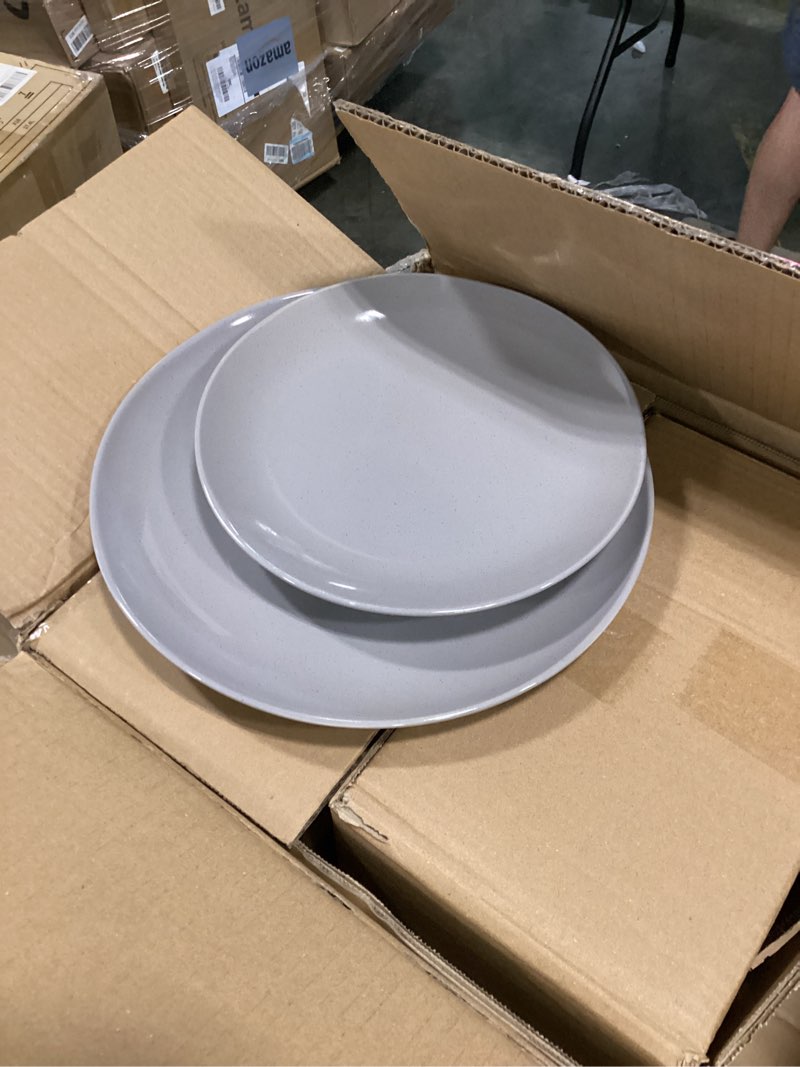Condition photo showing New/Like New for dinnerware sets for 6, 18 pieces stoneware plates and bowls sets, dishwasher&microwave safe,modern minimalist tableware for everyday use, grey gray 6-set(18pcs)