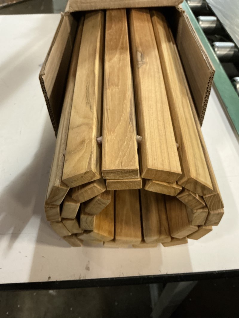 Condition photo showing Good Condition for Nordic Teak 100% Solid Teak Wood String Mat - Indoor and Outdoor Use - Non-Slip Wooden Platform for Sauna, Pool, Hot Tub Flooring Decor and Protector (Natural Finish, 40" x 20") Natural Finish 40" x 20" (Rectangular)