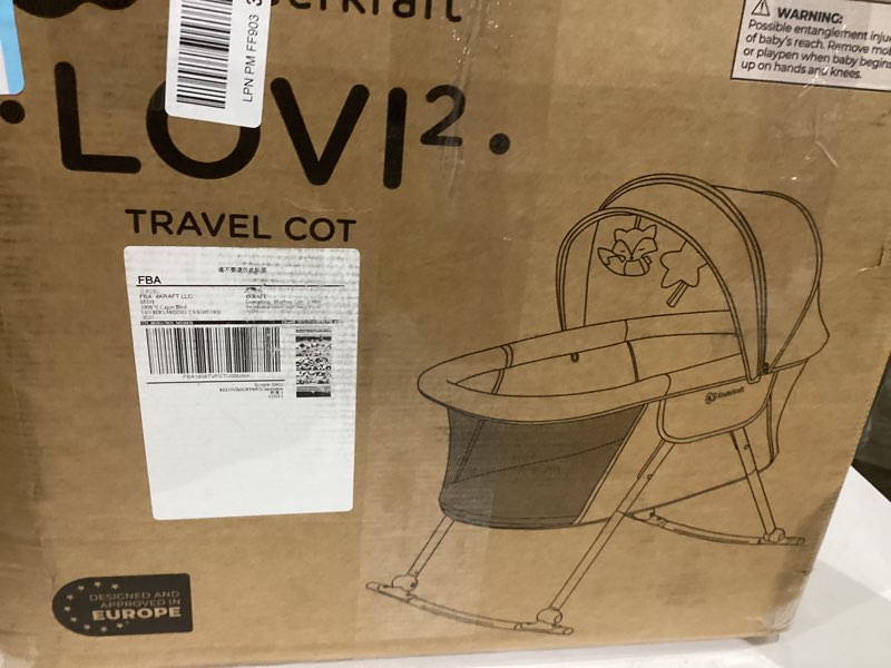 Condition photo showing New/Like New for Kinderkraft LOVI 3-in-1 Portable Baby Bassinet & Crib – Travel Cot, Rocking Sleeper & Bedside Bassinet for Newborns, Lightweight & Foldable with Mosquito Net and Carry Bag Grey