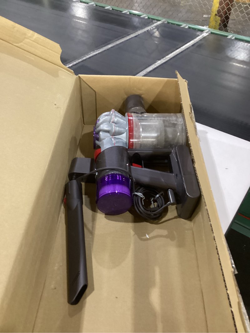 Condition photo showing As Is for dyson v8 plus cordless vacuum, cleans hard floors and carpets, detangles, converts to handheld, 115aw, 2 power modes, up to 40 minutes¹