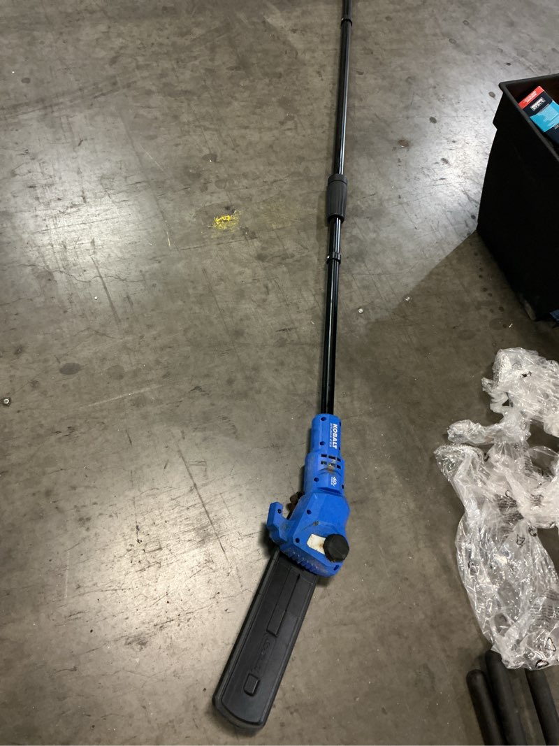 Condition photo showing As Is for kobalt 80-volt 10-in battery pole saw