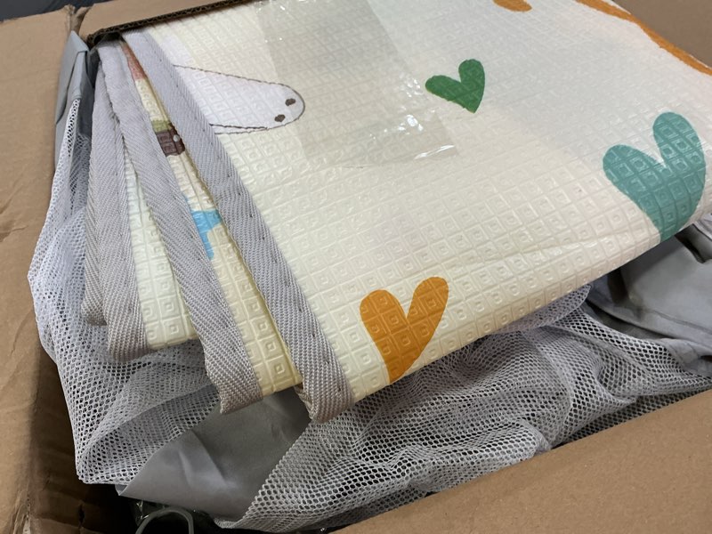 Condition photo showing As Is for Baby Playpen with Mat, 50x50 Inch Playpen with Mat Waterproof for Babies and Toddlers Play Pen Playards Safety Gate Fence Active Center Indoor Dark Grey + Mat 50x50 Inch