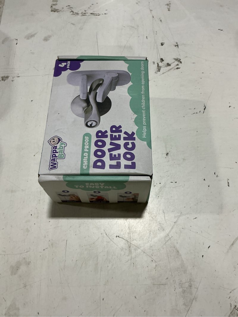 Condition photo showing New/Like New for door lever locks (4 pack) - prevents toddlers from opening doors - durable abs with 3m adhesive - easy one-hand operation for adults, no tools needed white 4
