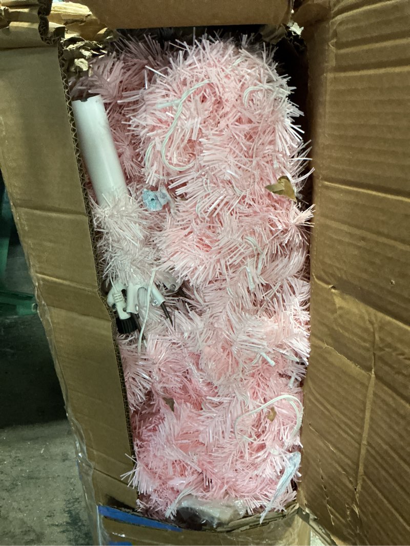 Condition photo showing Good Condition for Pre-Lit 7.5ft Pink Christmas Tree with 1600 PVC Tips & 600 Multicolor Lights, Auto-Hinged Artificial Fir Tree with Metal Stand for Holiday, Office, Shopping Mall, Party Birthday Décor, Indoor/Outdoor Pink2 7.5FT