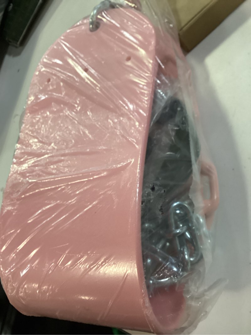 Condition photo showing New/Like New for Swing Seat, 66" Heavy Duty Coated Iron Chain Sensory Swing, Therapy Swing Seat,Outdoor Playground Swing Set Accessories with Snap Hooks and Hanging Straps(Pink)