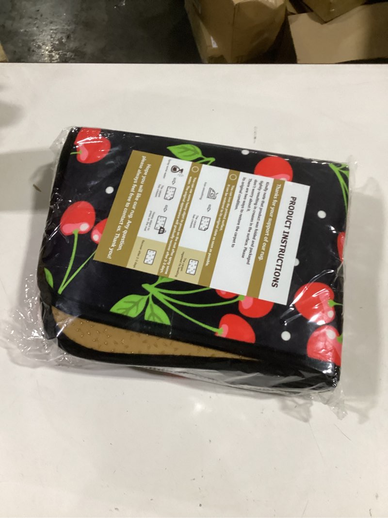Condition photo showing Good Condition for ALAZA Japanese Cute Red Cherry Kitchen Rug Set, 2 Piece Set, Non-Slip Floor Mat for Living Room Bedroom Dorm Home Decor, 19.7 x 27.6 Inch + 19.7 x 47.2 Inch Multi8