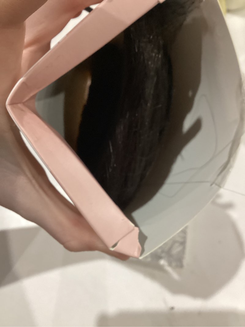 Condition photo showing As Is for Lace Front Hair Toppers with Band for Women 5.5x4 Pre-cut Closed Lace Hairline Synthetic Straight Hair Wear and Go Glueless Toppers for Beginners Dark Brown
