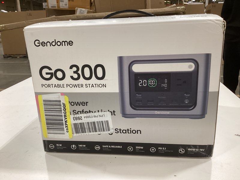 Condition photo showing New/Like New for go 300 portable power station, 288wh lifepo4 battery with 300w ac outlet, dual 140w usb-c ports pd 3.1 fast charging, solar generator for home backup, outdoor camping, travel, and emergencies