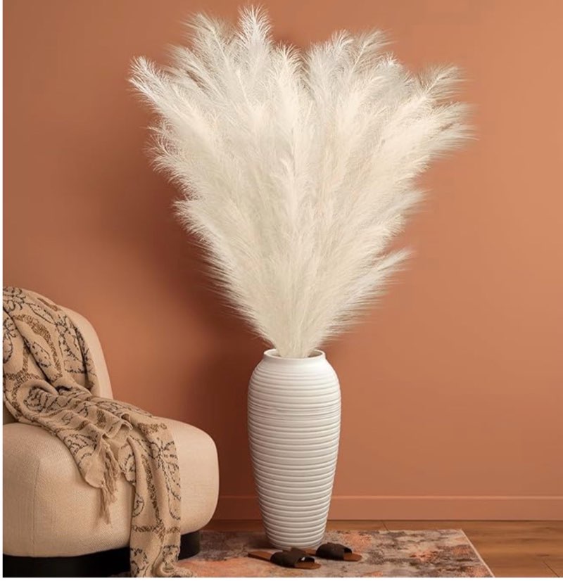 zeyune 5 pcs 71'' large faux pampas grass decor tall faux pampas grass splicable fake dried boho home decor beige feathers for vase artificial floral for wedding home party boho decoration (beige)