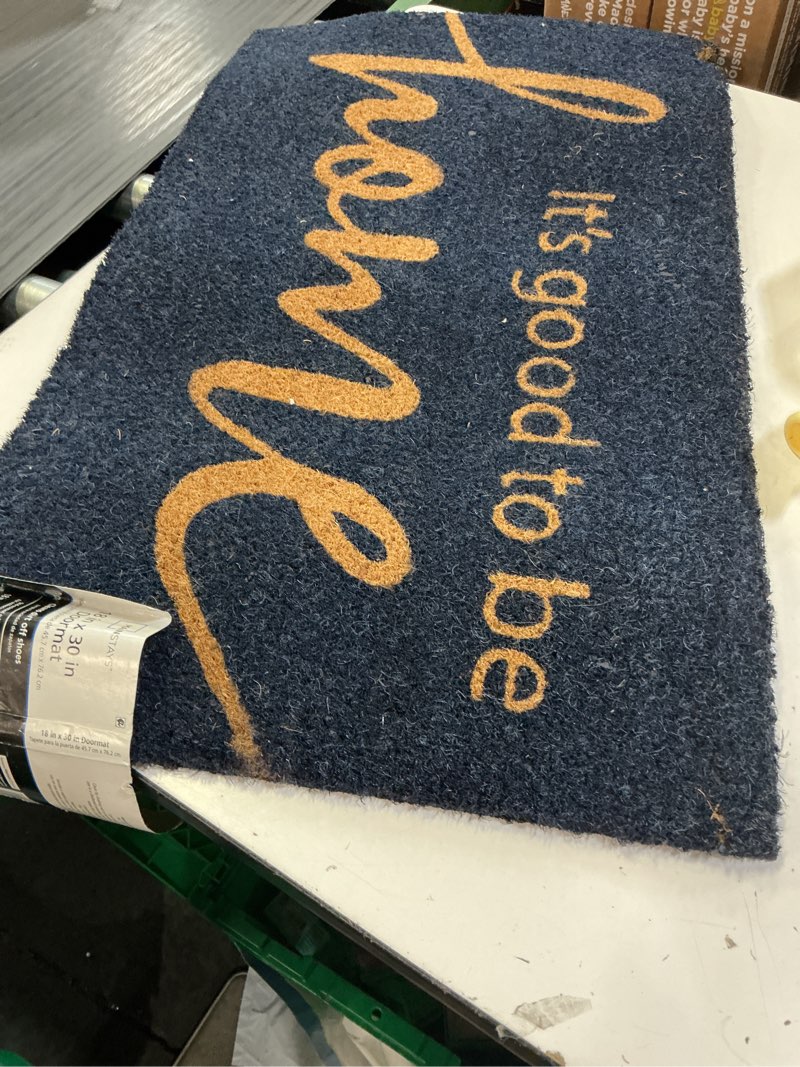 Condition photo showing As Is for similar  flash furniture harbold indoor/outdoor coir doormat - navy background with natural home sweet home message - 18\\\" x 30\\\" - non-slip backing