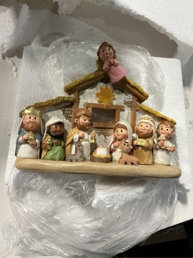 Condition photo showing New/Like New for  Christmas Story Figurines Set LED Lighted Nativity Scene For Indoor Display In Resin Indoor Christmas Decoration