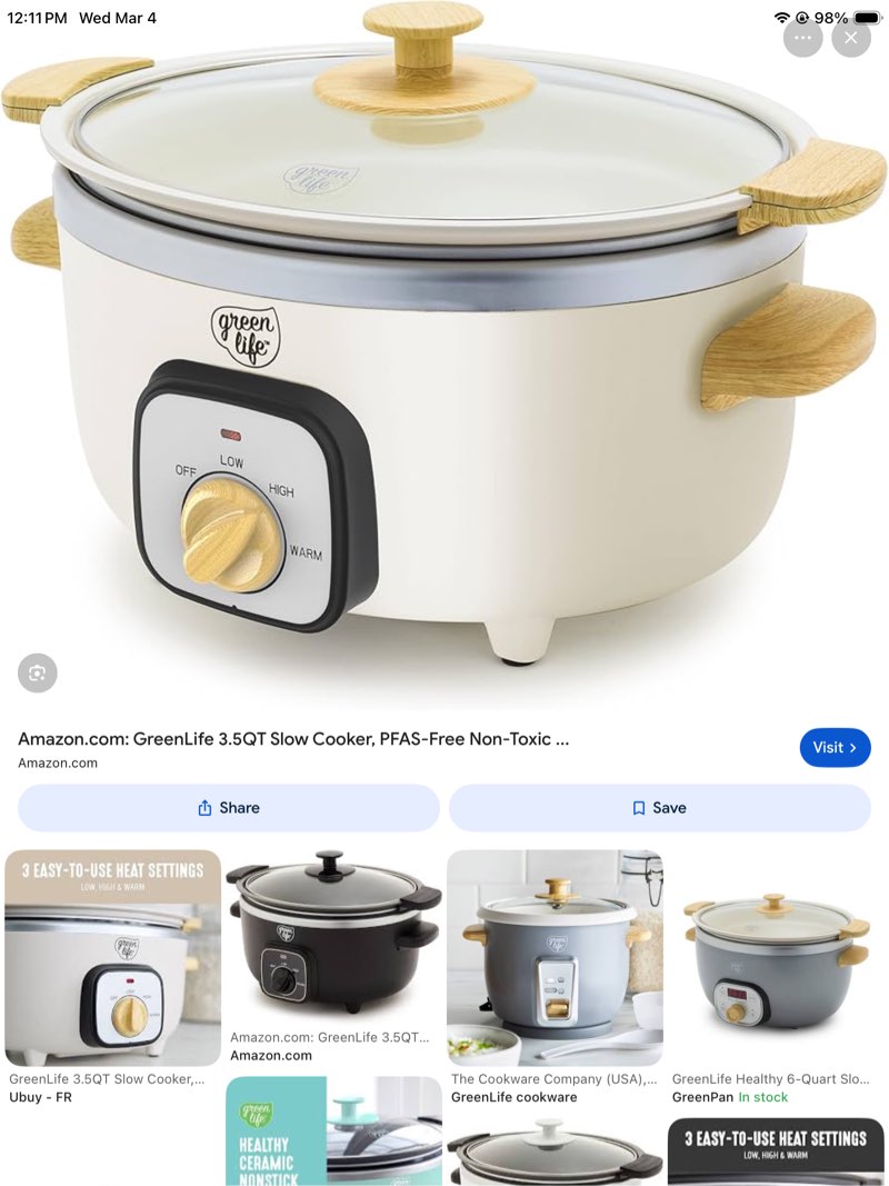 greenlife 3.5qt slow cooker, pfas-free non-toxic ceramic nonstick removable interior bowl, programma