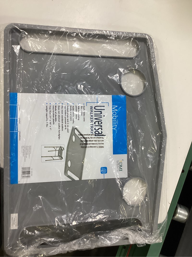 Condition photo showing New/Like New for dmi medical walker tray for seniors with cup holder  gray