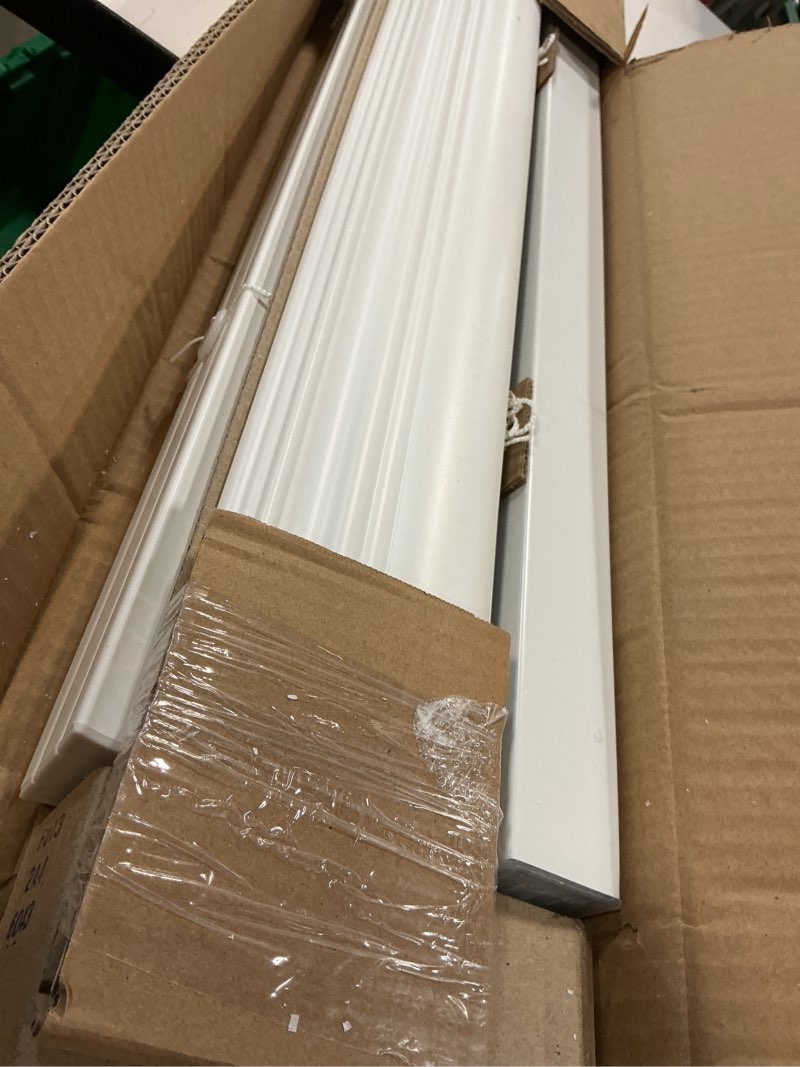 Condition photo showing Good Condition for lotus & windoware cordless, 2 inch faux wood blind, 58" wide x 48" long, window blinds, blinds & shades, blinds for indoor windows, embossed, bright white