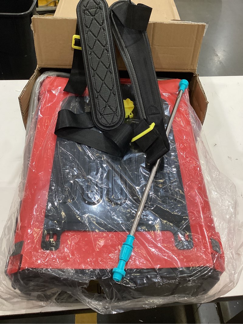 Condition photo showing As Is for onevan 5.3gal battery powered backpack sprayer, 100psi with mixing function | dual 3.0ah battery, per charge with 20 tanks, 5 spray patterns, telescopic wand, leakproof, thick-padded strap, easy to clean