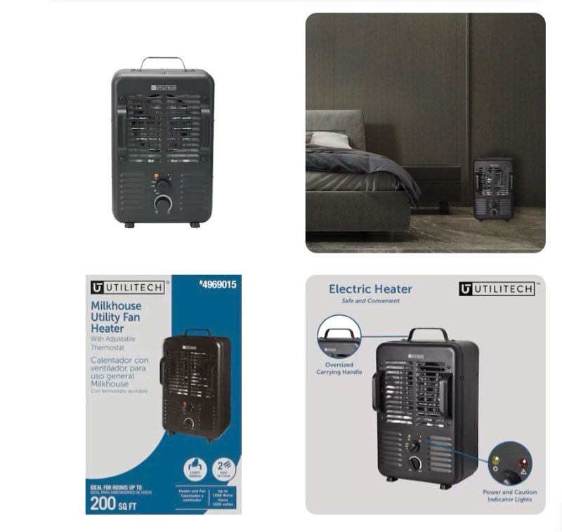 100+ bought last week Utilitech 1500 -Watt Utility Fan Utility Indoor Electric Space Heater with Thermostat