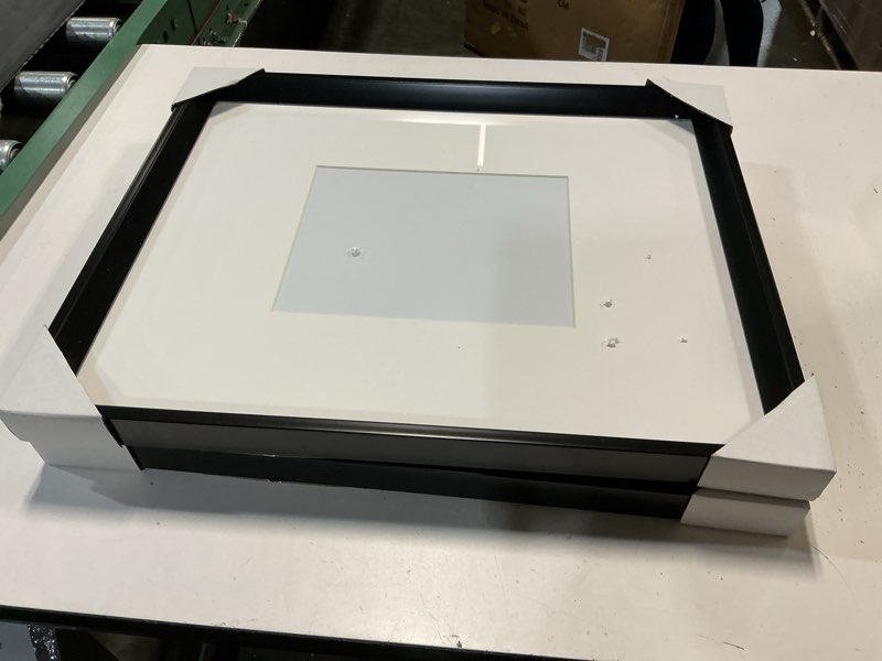 Condition photo showing Good Condition for ( incomplete ) kate and laurel calter modern wall picture frame set, black 16x20 matted to 8x10, pack of 3