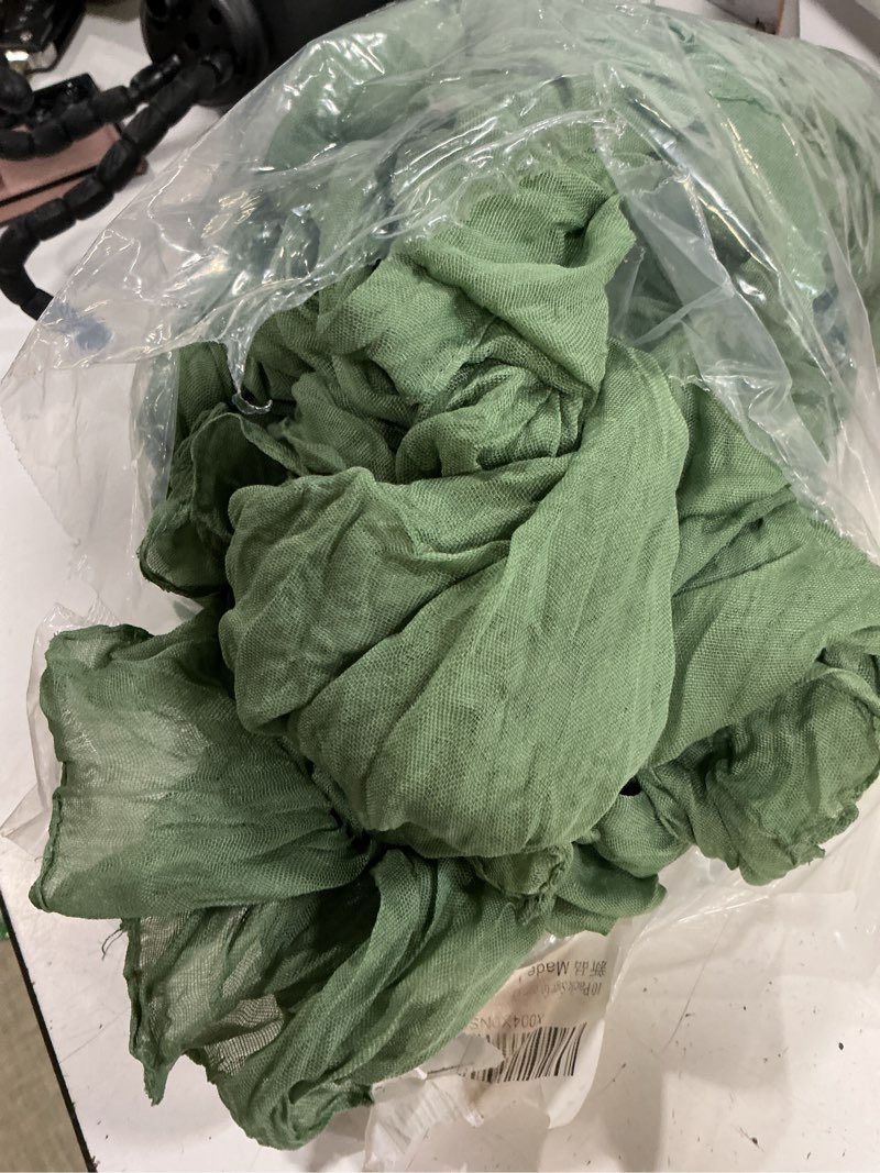 Condition photo showing Good Condition for 10 pack sage green cheesecloth table runner 10ft boho gauze fabric cheese cloth table runners for wedding ,party,baby shower, bridal party, rustic farmhouse and table decorations sage green 10 pack 20" x 120"
