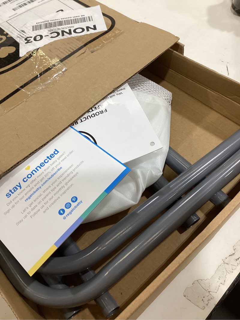 Condition photo showing As Is for Regalo Safety Swing Down Bed Rail Guard for Toddlers, Bed Safety Rail with Patented Gap Guard, Fits Twin, Full & Queen Mattress, White, Tested & Safe for 30 Years, American Designed, Family Owned 43 Inch