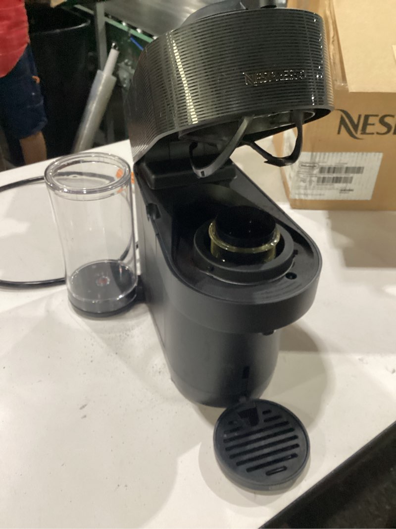 Condition photo showing Good Condition for used nespresso vertuo pop+ coffee and espresso machine by de'longhi, liquorice black machine only liquorice black