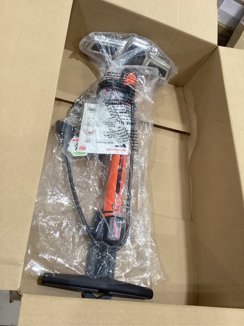 Condition photo showing Good Condition for Schwinn Air Center Series or Basic Floor Pump, for a Range of Bikes, 100, 120 or 160 PSI, Soft Grip Handle, Dual Head for Schrader and Presta Valves, Manual Air Pump Air Center Plus Orange