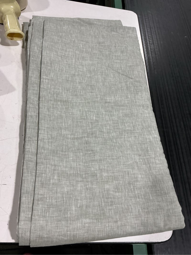 Condition photo showing New/Like New for quince grey  organic cotton sheer curtain set