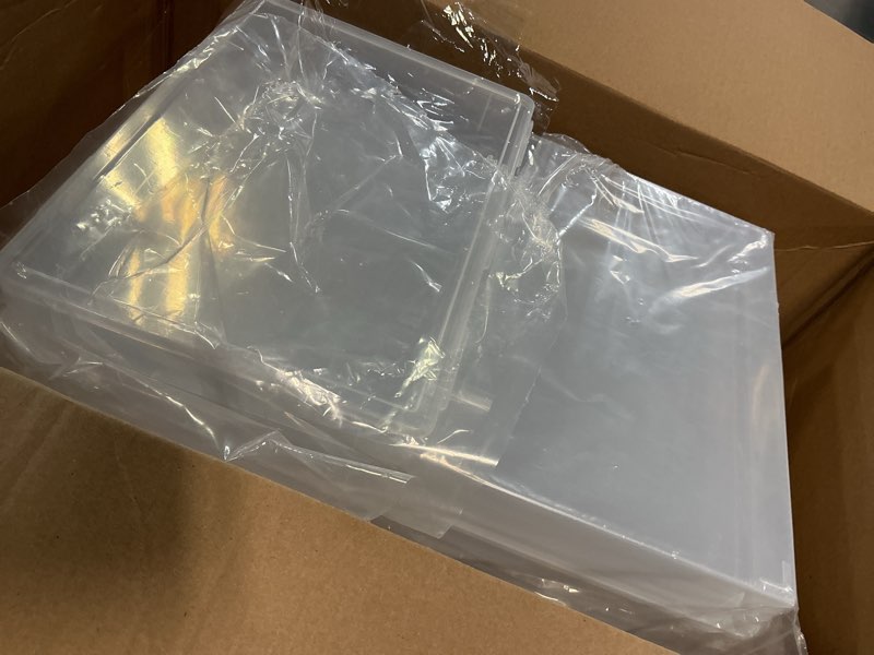 Condition photo showing Good Condition for Qunclay 6 Pcs 13'' X 9'' X 2'' Plastic Storage Box with Lid Multipurpose Craft Organizers Plastic Containers Clear Pencil Case Art Satchel Storage Case for Beads Ornaments Crafts Accessories