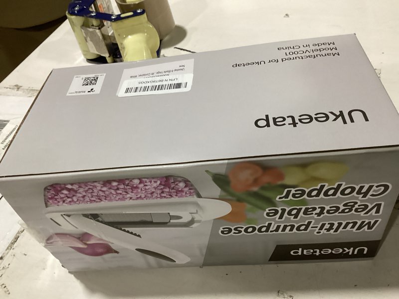 Condition photo showing New/Like New for 8 blade all-in-1 vegetable chopper mandoline slicer with container, food chopper, onion chopper, veggie cutter for salad, kitchen gadgets accessories essentials, white white 8-blade