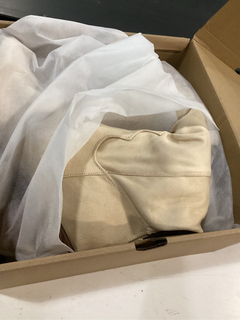 Condition photo showing New/Like New for Women Cowboy Knee High Boots Chunky Block Heel Square Toe Tall Riding Boots 10 Beige