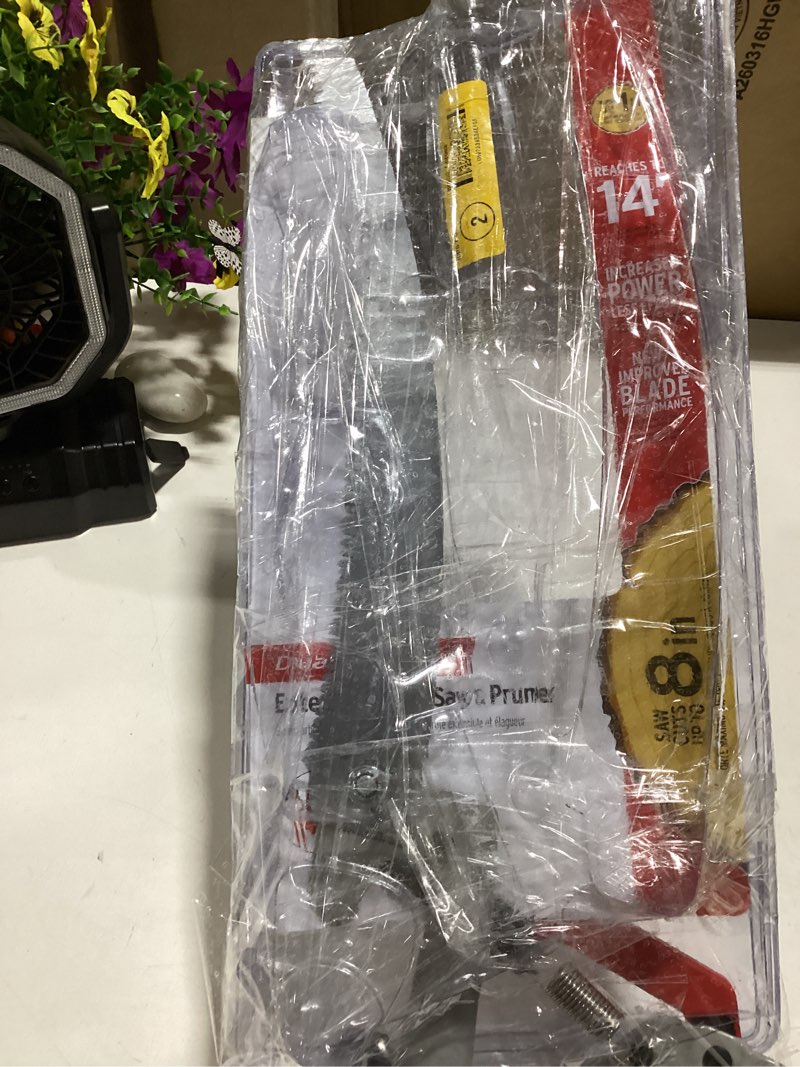 Condition photo showing As Is for duallink 13 in. high carbon steel blade with lightweight fiberglass handle extendable tree saw and pruner
