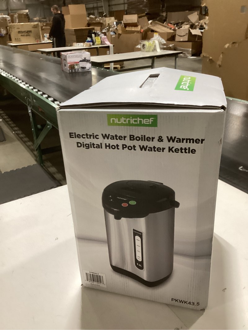 NutriChef Hot Water Urn Pot 3.38 QT, Insulated Stainless Steel Hot Water Dispenser & Boiler, Auto & 