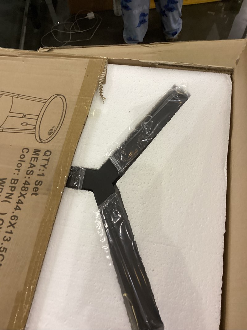 Condition photo showing New/Like New for Gadroad Round End Table with Charging Station, USB Ports, Wood Tabletop & Black Metal Frame, 2-Tier Side Table for Living Room, Bedroom, Brown 15.7 * 15.7 * 23.0inches Brown with Charging Station