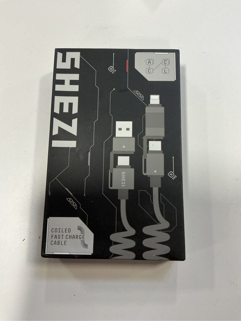 Condition photo showing New/Like New for Coiled Cable & Clip 4-in-1 USB C Cable 45W Compatible with Lightning Cable Fast Charging & Data Transfer, Support to CarPlay & Android Auto, 5FT Multi Cord Combo Charger for iPhone/iPad 45W Coiled Cable & Clip Yellow