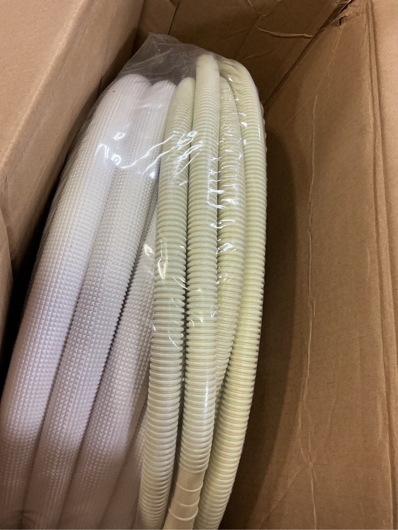 Condition photo showing Good Condition for 25 Ft Mini split Line set, 1/4"& 3/8" 0.D. Flared copper TubingPipes & 3/8" Thickened PE insulated Coil with Nuts &Installation Kit for Mini Split Air Conditioner & Heat System