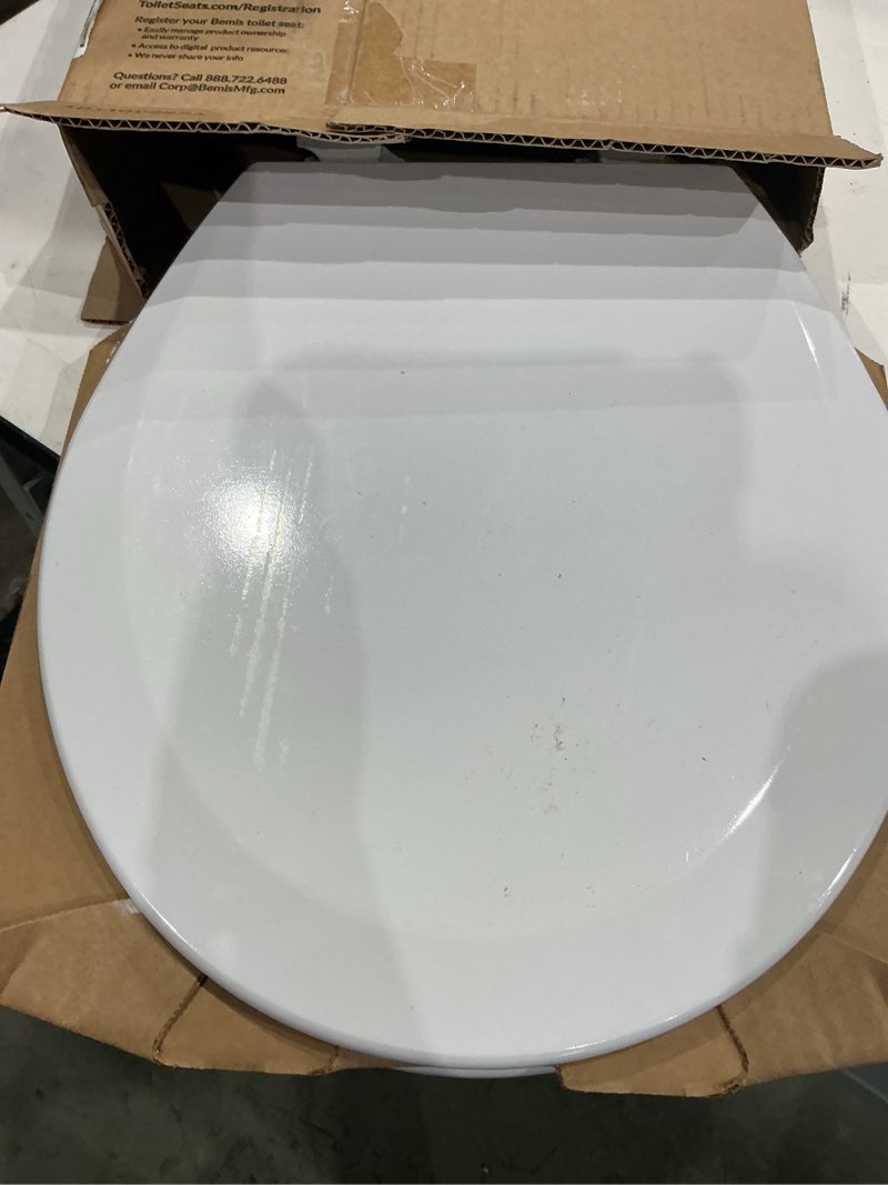 Condition photo showing As Is for bemis 500ec 390 toilet seat with easy clean & change hinges, 1 pack round, cotton white