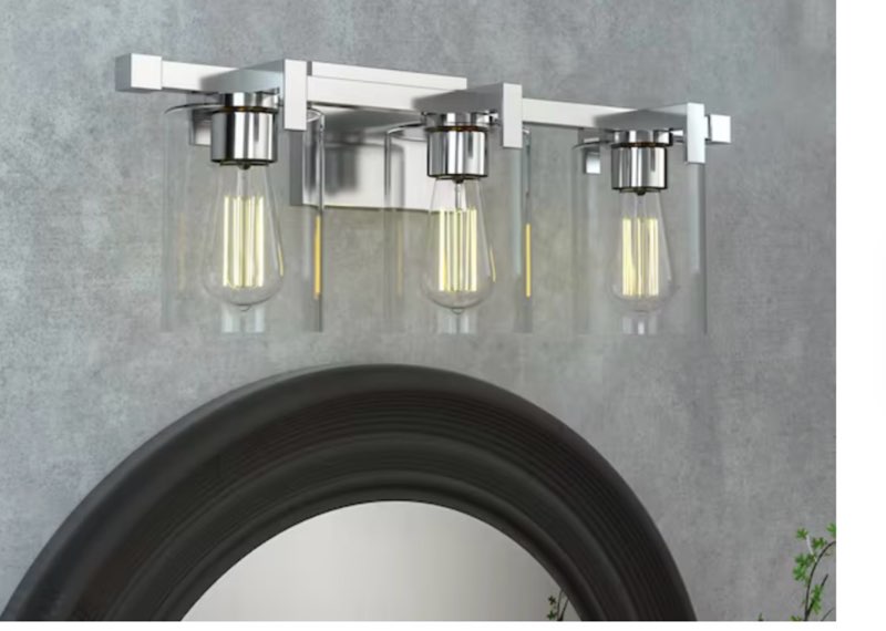 Salvirola 24 in. Modern 3-Light Brushed Nickel Dimmable Vanity Light with Clear Glass Shade