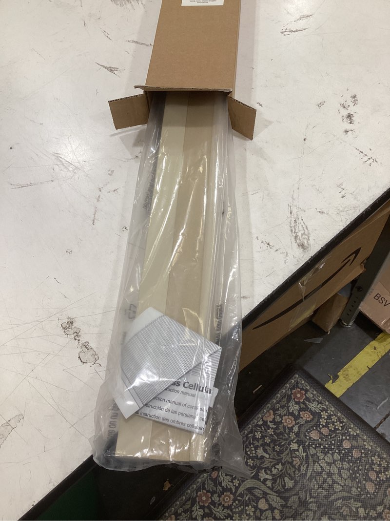Condition photo showing Good Condition for lazblinds cordless cellular shades, blackout privacy honeycomb shades for home, thermal insulation noise reduction blinds for windows, 36'' w x 48'' h, cream blackout-cream 36'' w x 48'' h