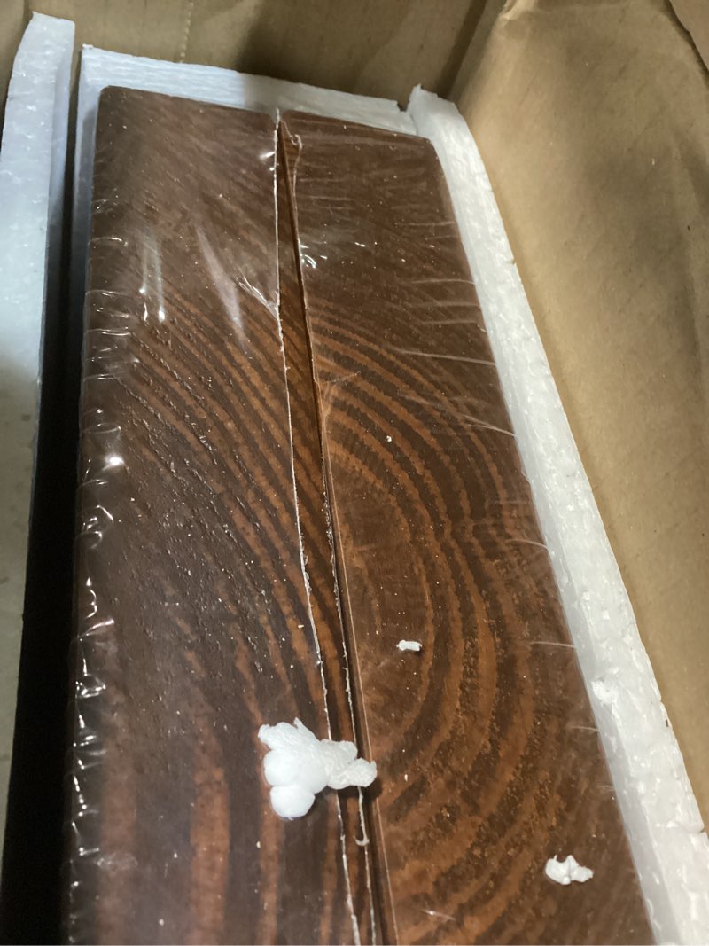 Condition photo showing New/Like New for solid wood floating shelves,23.6in finished real wood wall shelves with heavy-duty hidden bracket, easy installation, set of 2, 23.6in x 7.1in x 1.5in, for living room bedroom kitchen,bronze 23.6in bronze