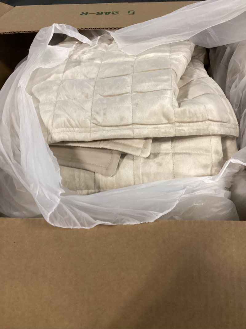 Condition photo showing Good Condition for Luxury Velvet Quilt Set Full Queen Size Bedding Sets, Ultra Soft Velvet Comforter Set, Lightweight Channel Box Stitch Oversized Bedspread Coverlet for All Season, with 2 Shams, Beige Full/Queen (88\" x 92\") Beige
